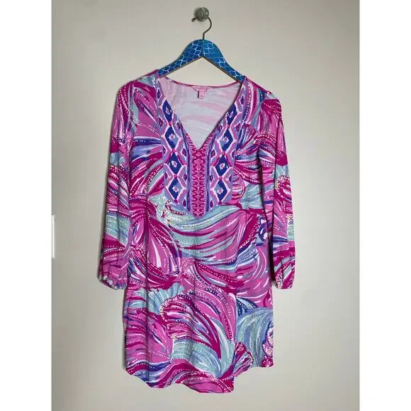 LILLY PULITZER Gianna Oh My Guava Engineered Lightweight Tunic Dress Small - Picture 9 of 9